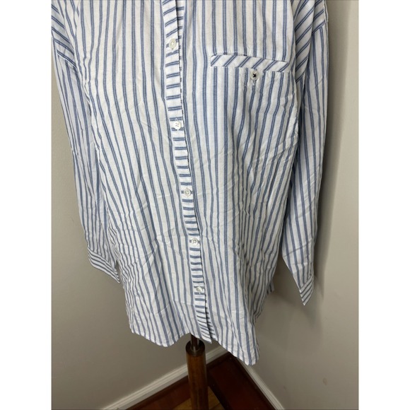 New Plus J.Jill Blue White Stripe Cotton Button-front Collared Shirt‎ 1X - Picture 7 of 10